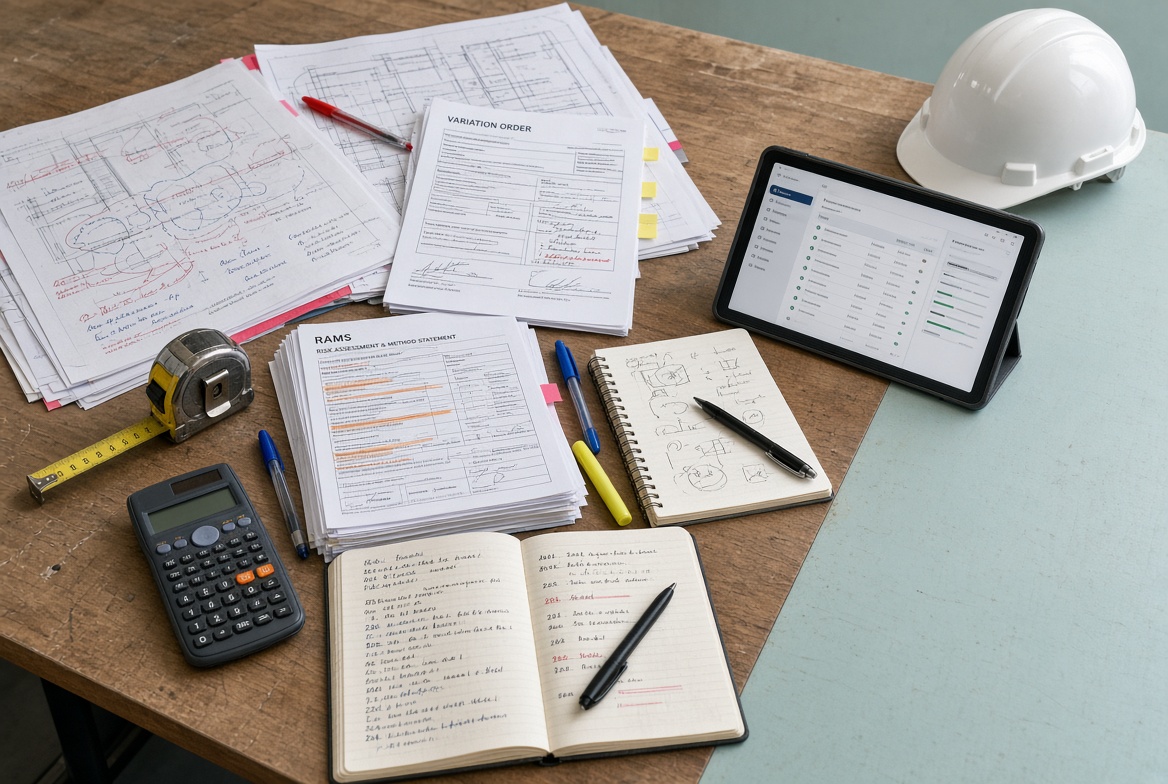 Construction paperwork, drawings and project records